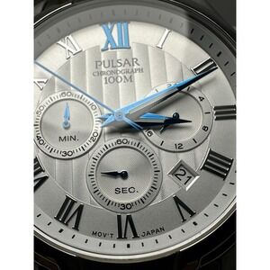 Pulsar VD53-X113 New Battery Blue Hands Mens‎ Watch 45MM 7.25" Chronograph W16